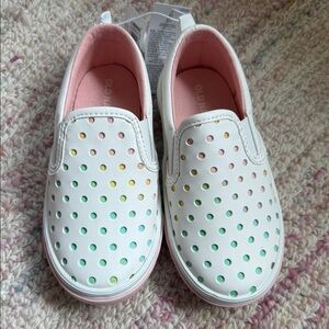 Old Navy Kids' White Sneakers with Rainbow Dots